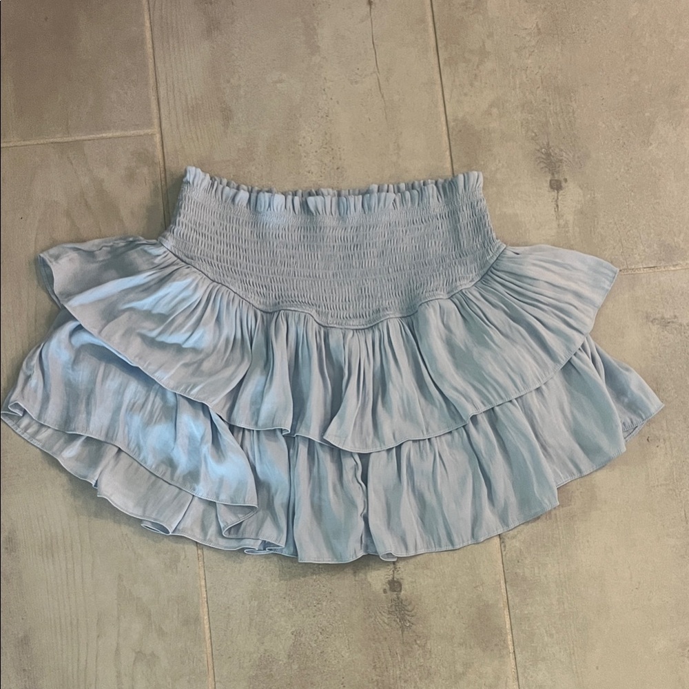 Mustard Seed Sky Blue Layered Mini Skirt